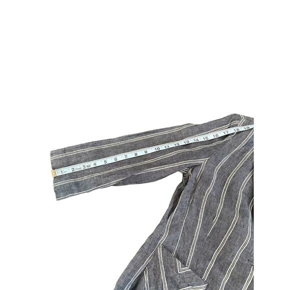 CAbi Blazer Singel Breasted‎ Work Office Blue White Linen Nautical Blazer Size 4 - Picture 11 of 12